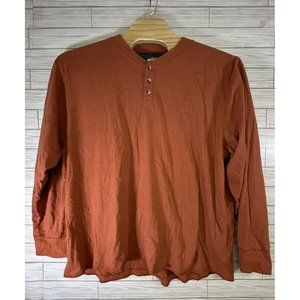 Wrangler Shirt Mens 3XL Tall Orange Rust Henley Long Sleeve Mediumwgt‎ 2000s Y2K
